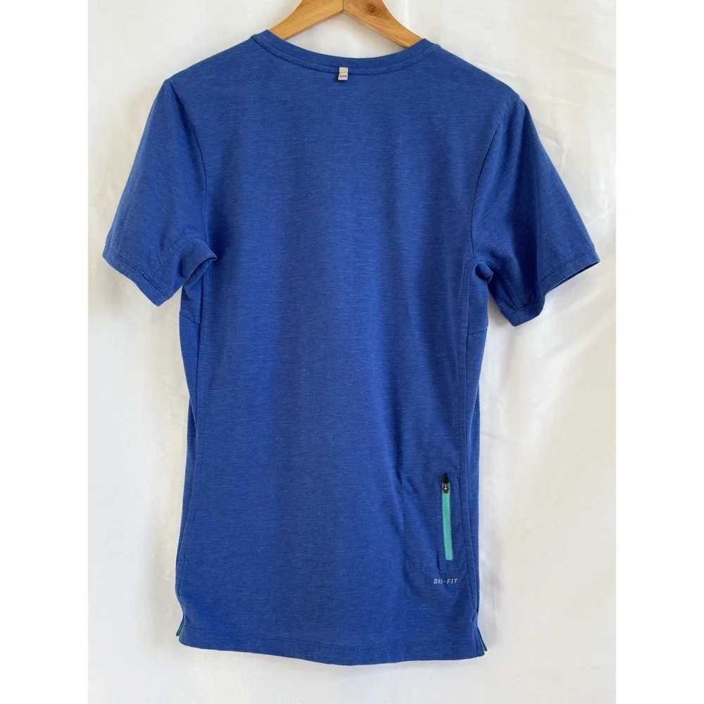Nike Dri-FIT Men's Blue V-Neck Short Sleeve Moisture Wicking Running Tee S